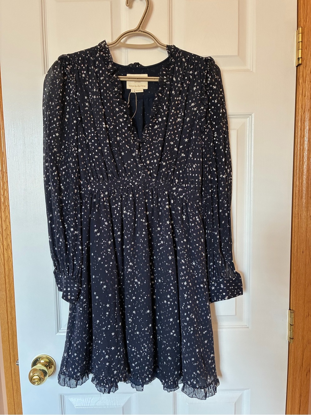 Kate Spade Navy Star-Print Long Sleeve Midi Dress